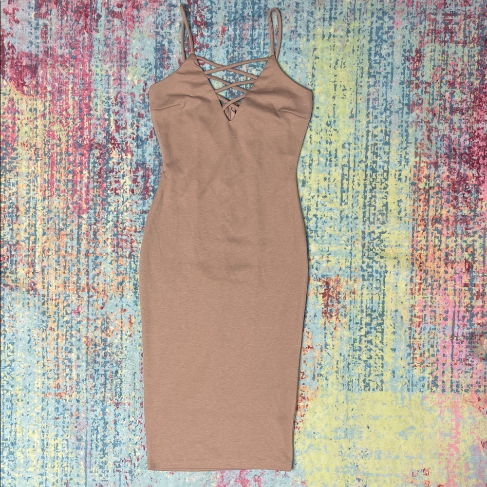 Charlotte Russe Mauve/Taupe Strappy Midi Dress